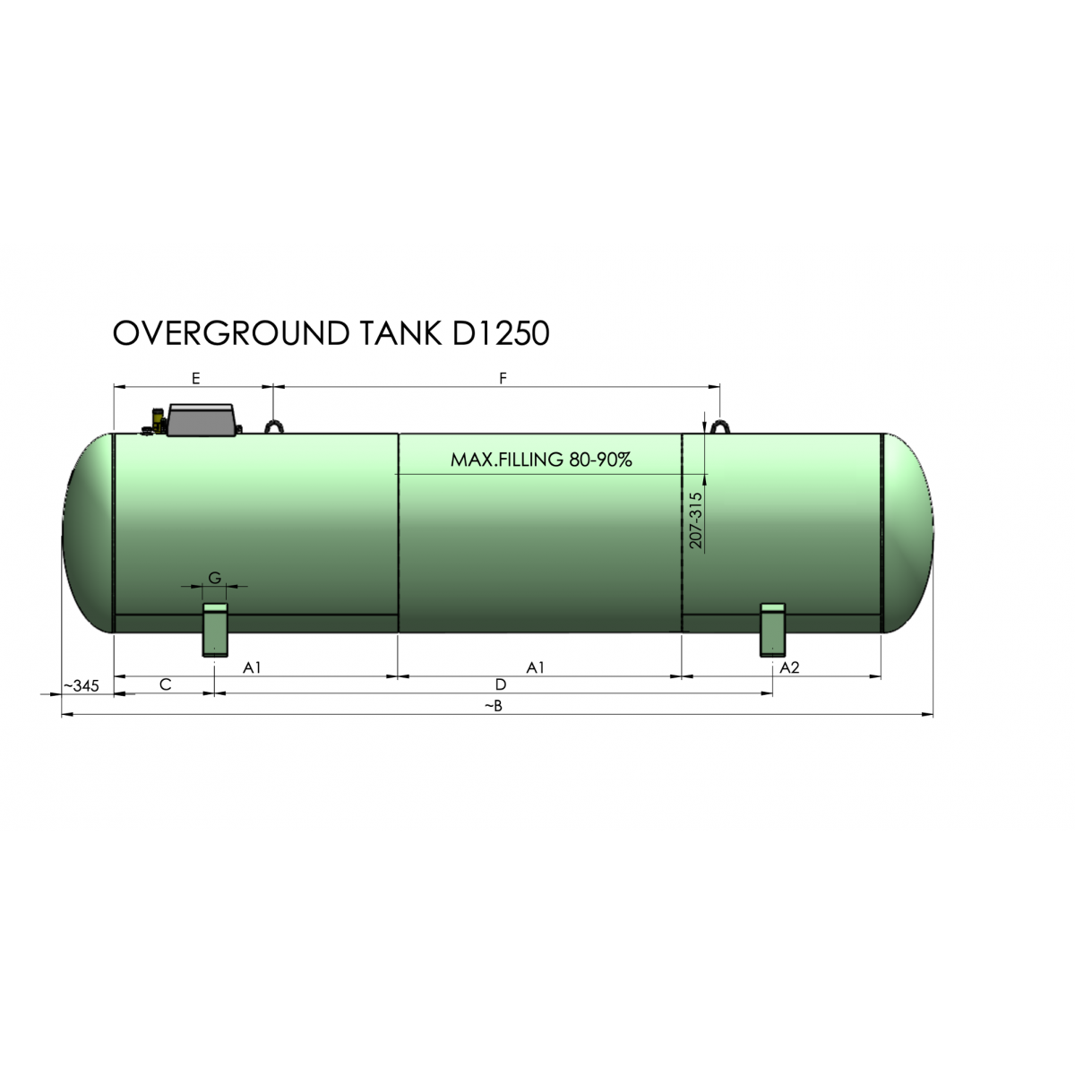 LPG talpykla suskistintų dujų laikymui antžeminė Kadatec N125-1001-LAB2-10 10 m3 LPG talpykla suskistintų dujų laikymui antžeminė Kadatec N125-1001-LAB2-10 10 m3